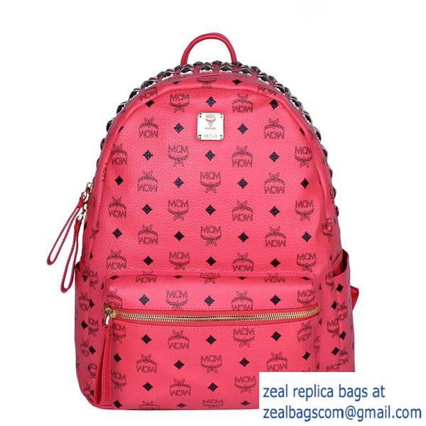 High Quality Replica MCM Medium Top Studs Backpack MC4232 Red